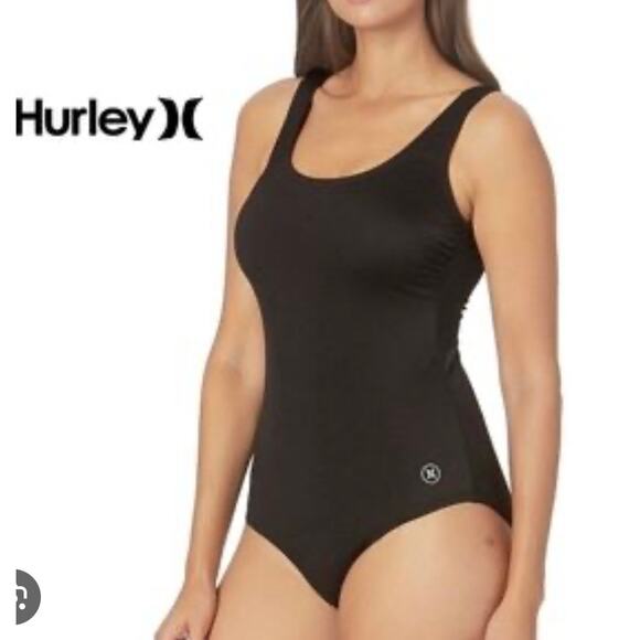 Hurley Swim Black Ribbed One Piece Black Swimsuit size XXL - Picture 1 of 8